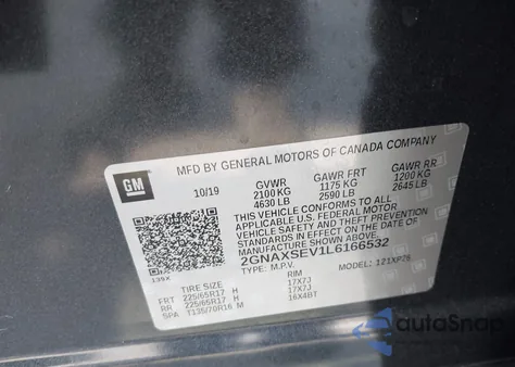 2020 Chevrolet Equinox Awd Ls from USA, damaged, VIN 2GNAXSEV1L6166532